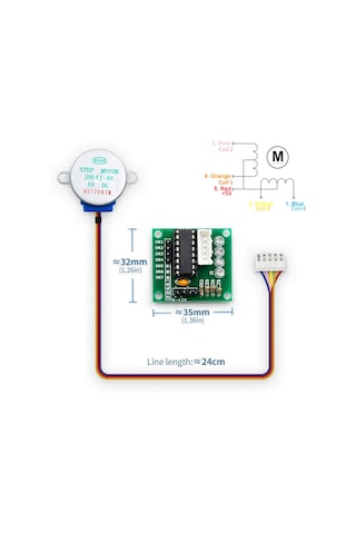 5V 28Byj48 Step Motor + Uln2003A Sürücü Kartı