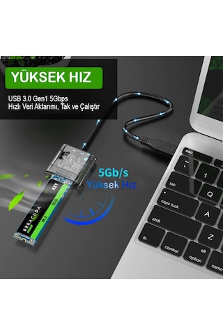Ally M.2 Sata USB 3.0 Gen1 SSD Harddisk Kutusu M.2 NGFF- JMS578 Taşınabilir Disk Aparatı