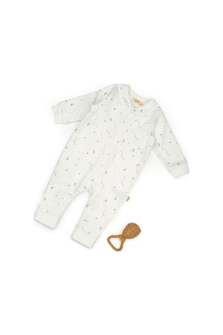 Bebek Uzun Kollu Tulum %100 Organik Pamuk - Yenidoğan - Csy8032 Ecru