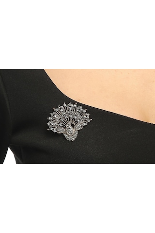 İstanbul'lu Gelin Tavus Kuşu Elmas Montür Broş