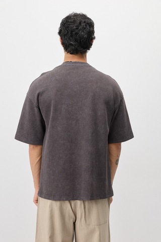 Vamos Oversize Baskılı Tişört V70-188 Kahve