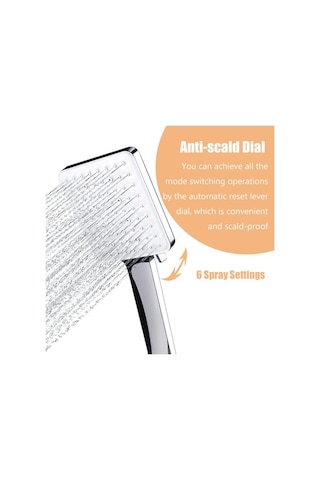 Pazly 6 Ayarlı Yüksek Basınçlı El Duş Başlığı, 4.9ft Hortumlu Yağmur Spreyi, Krom Gümüş