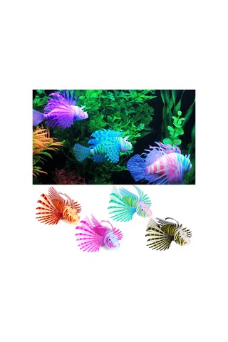 Youmex Siyah Silikon Akvaryum Dekorasyonu - Yaratıcı Işıklı Sahte Aslan Balığı, Bakımı Kolay Stres Azaltıcı