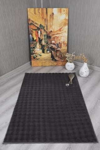 My Evilla Dekoratif Bubble Uzun Tüylü Yumuşak Puffy Peluş Kaymaz Yıkanabilir Salon Koridor Halı Yolluk Antrasit 15 Çok Renkli