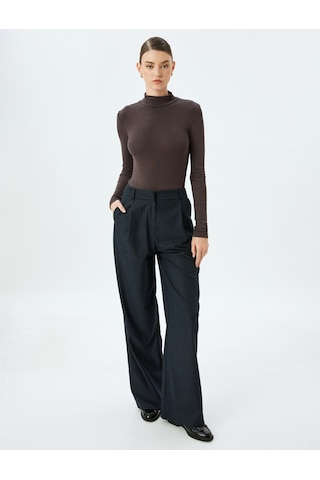 Koton Slim Fit Alttan Çıt Çıt Düğme Kapamalı Dik Yaka Viskon Uzun Kollu Body Kahverengi 5wak50224ek Kahve