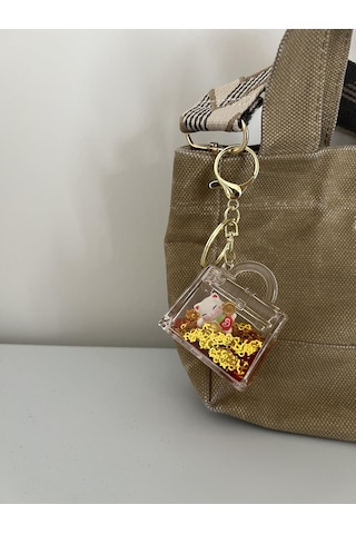 Feng Shui Şans Ve Bereket Kedisi Figürlü Sulu Anahtarlık / Çanta Süsü Patili Kedi Model 3 Maneki Neko