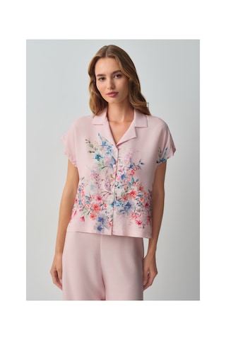 Suwen Bliss Floral Gömlek Yaka Pijama Takımı Wsh10510019334 Pembe