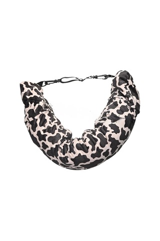 Kangvka Seyahat Boyun Yastığı Kumaş Saklama Bölmeli, Yumuşak, Taşınabilir, Sadece Örtü İnek Desenli