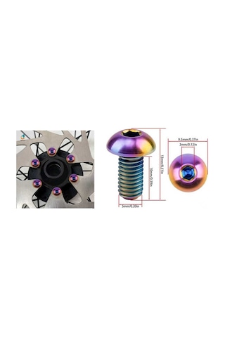 Vona M5x10 Rainbow 6 Lı Paket Disk Rotor Vidası