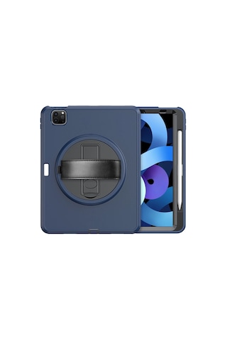 Apple İpad Uyumlu Pro 11 2018 Kılıf Hand Strap Tablet Kılıfı - Lacivert Arka Kapak