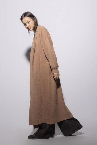 Avrile Uzun Triko Hırka Camel