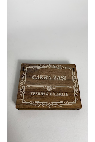 Özel Ahşap Kutulu Çakra Taşı Tesbih Bileklik Set Doğal Taş