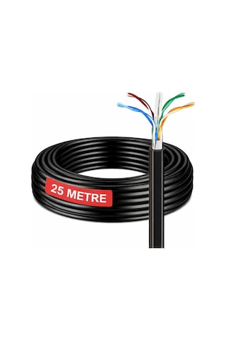 25 Metre Cat6 Kablo Awg23 Bakır Tel Double Layer İç Ve Dış Mekan Ethernet İnternet Kablosu