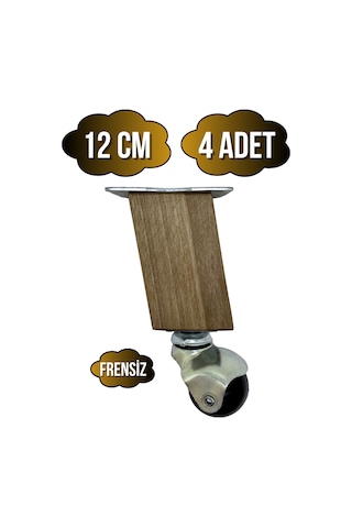 Kale Ahşap Eğimli Top Tekerli Ayak Mobilya Sehpa Tekerli Ayağı 12cm 4 Adet K. Ceviz Ceviz Ağacı Ceviz