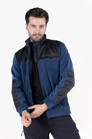 Omuz ve Dirsek Takviyeli Polar Ceket İndigo - Siyah