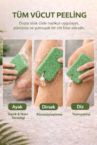 Ponza Taşı Seti Doğal Peeling Selülit Karşıtı Ve Batık Giderici Vücut Bakım Taşı 4 Adet Yeşil Çok Renkli