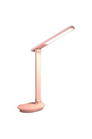 Cbtx Tb-88swk Kısılabilir Dokunmatik Led Masa Lambası, Kablosuz Telefon Şarj Cihazı, Usb İle Çalışan Çalışma Işığı - Pembe