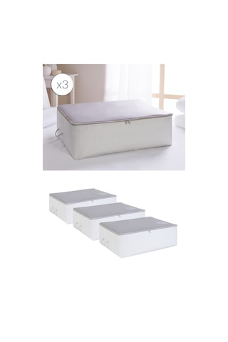 Ocean Home Textile 3'lü Büyük Boy Gri Renk Stuff & Things Baza Altı Hurç Set