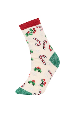 Defacto Kız Çocuk Yılbaşı Temalı 2'li Pamuklu Uzun Çorap Z3924A6NSKR1 Çok Renkli