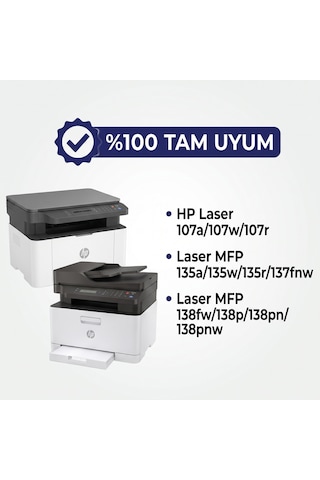 Nekes Hp Laser Mfp 137fnw/137fwg Siyah Muadil Toner Çipli - Tak Çalıştır 4 Adet Ekonomik Paket 106a - W1106a