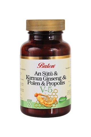 Balen V5 Arı Sütü Ginseng Polen Propolis Vita 5 60 Tablet Balen V5 Arı Sütü Ginseng Polen Propolis Vita 5 60 Tablet