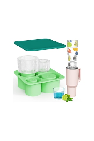 Lemestar Stanley Yeşil 4'lü Gıda Grubu Silikon Buz Kalıbı - Hızlı Donma, Kolay Çıkarma, Yıkama Kolay, Mikrodalga Ve Lavabo Uyumlu Çok Renkli