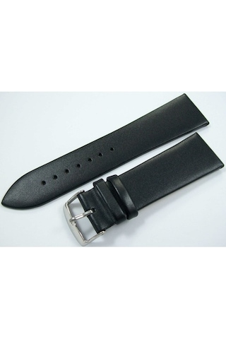 Bizon 24Mm Siyah Deri Saat Kayışı Dikişsiz Klasik Saat Kordonu Si