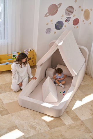 Funbed Yeni Nesil Montessori Çocuk Yatağı & Oyun Alanı Yıkanabilir Sıvı Geçirmez 0122krem - 836527200