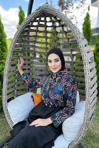 Remsa Mayo Paraşüt Tam Kapalı Tesettür Mayo R038 Beren Siyah