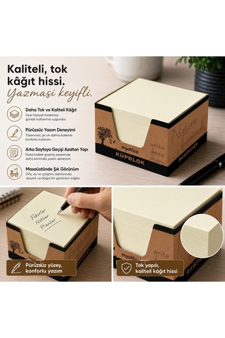 Lexroo Küp Bloknot Kraft Kutulu - 8x8 Cm, Göz Yormayan Kağıt
