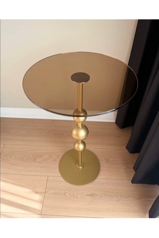 Galaxy Model Maat Gold Metal Yan Sehpa Temperli Cam Bronz