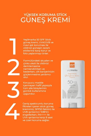 Sun Stick Güneş Kremi 50 Faktör Spf Yüz Güneş Kremi - Güneş Koruyucu - Bebek, Çocuk, Yetişkin