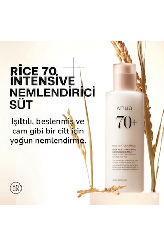 Anua Rice 70 Yoğun Nemlendirici Süt, Nemlendirici Yüz Losyonu, Niasinamid, Seramidler, Tüm Cilt Tipleri, Hassas Ciltler, Cilt Nem Bariyeri, Hafif Besleyici, Kore Cilt Bakımı, 150 Ml.