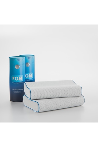 FOM 2'li Flex Tam Ortopedik Visco Konforlu Uyku Yastık Kampanyası, Ortopedik 60 x 40 x 14/11 Beyaz