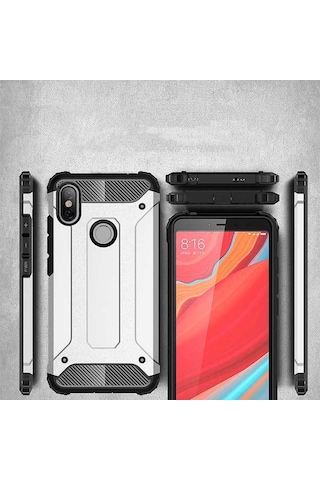 Noktaks - Xiaomi Uyumlu Xiaomi Redmi S2 - Kılıf Çift Katman Zırh Tank Crash Military Kapak - Rose Gold T5405 Rose Gold