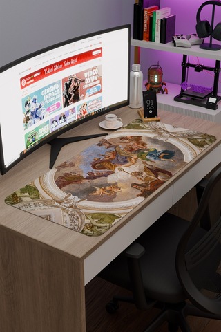 Ortaçağ Sanat Kaymaz Dikişli Kauçuk Oyuncu Mousepad V5 - 90x40 Xxl Gaming Mouse Pad Fare Altlığı