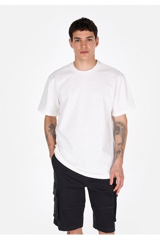 Colin's Colins Comfort Fit Yuvarlak Yaka Jakarlı Erkek Beyaz Kısa Kol Tişört Cl1074855 Q1.v2 Wht Beyaz