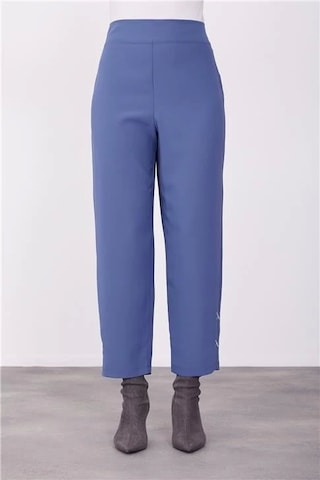 Armine Paçası Nakışlı Pantolon 23k2507 İndigo Mavi