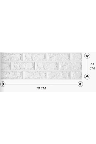 70X23cm Kendinden Yapışkanlı 3D Beyaz Duvar Kaplama Kağıdı Paneli