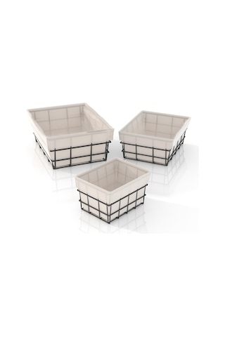 Teknotel Organizer 3'lü Bezli Sepet Set Siyah Eg320