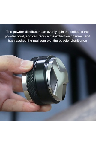 Qingmipy Paslanmaz Çelik 58mm 2 Si 1 Arada Kahve Dağıtıcı Ve Sıkıştırıcı, Ayarlanabilir Yükseklikli Espresso Aksesuarı Siyah