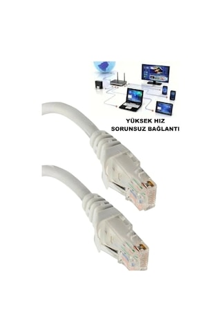 Cat6 Lan Internet Data Modem Kablosu 10 Metre (Cat 6 Ethernet Modem Rj45 Uçlu Jacklı Network Adsl)