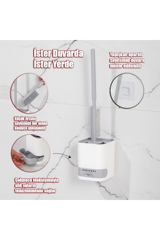 Porsima 2026 Pratik Tuvalet Fırçalığı Banyo Tuvalet Fırçası Gri B