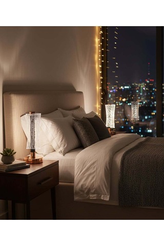 Dekoratif Infinity Wave Masa Lambası Yansımalı Silindir Led Altın