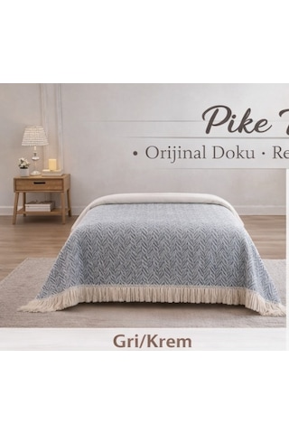 Amazon Ev Naturel Tek Kişilik Pike Takımı-gri Krem Mt109