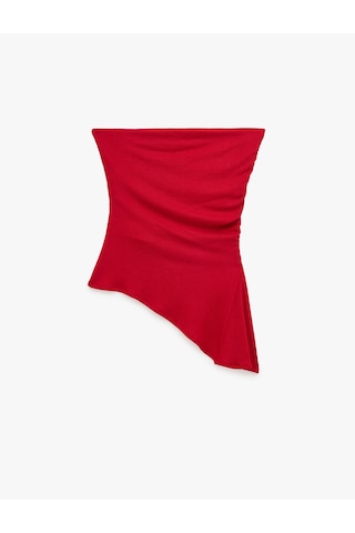 Koton Asimetrik Kesim Slim Fit Kolsuz Straplez Yaka Büstiyer Kırmızı 6sal30212ık