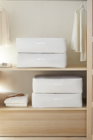 Home Wave 4'lü Mega Boy Gri Pötikare Baza Altı Hurç Set 74 x 46 x 22 cm