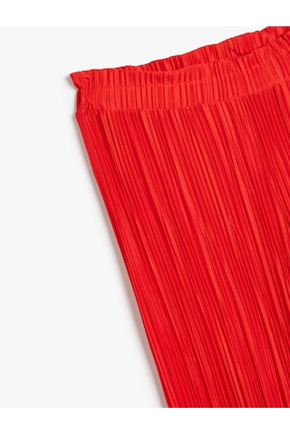 Koton Bol Paça Pantolon Beli Lastikli Dokulu Kırmızı 4skg40016ak Kırmızı