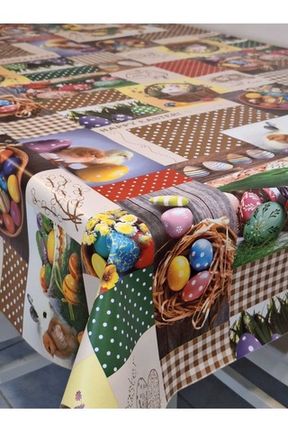 Yeni Yıl Desenli Elyaflı Pvc Masa Örtüsü Silinebilir Ve Su Geçirmez Muşamba Dkrm28b Çok Renkli