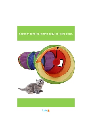 Katlanabilir Naylon Kedi Oyun Tüneli 117 Cm Eğlenceli Oyun Alanı